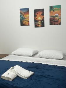 Cama ou camas em um quarto em Apto térreo #3- Moradas do Pier- 2 quartos, 1 banheiro a passos da areia