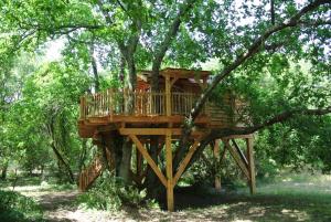 a tree house in the middle of a tree at Lo Rey du Lac in Soorts-Hossegor