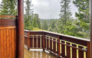 - Balcón de madera con vistas al bosque en 4 Bedroom Stunning Home In Sjusjøen, en Sjusjøen