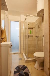 a bathroom with a shower and a toilet at Best choice Hram centar in Belgrade +10 photos