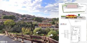 Un diagrama y un dibujo de un puente con una ciudad. en Casale Gabriella Alloggio ergonomico e spazioso, en Capoliveri