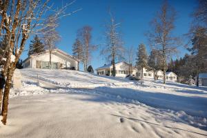 a house is covered in snow at Reka-Feriendorf Montfaucon in Montfaucon +25 photos
