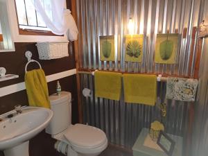 un baño con inodoro y lavabo en Owl's Den 2, en Oudtshoorn 135 fotos más