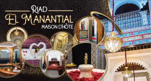 un collage di foto di una camera marocchina di Riad EL Manantial,Dar Hajjaj,Patrimonio del SXIX a Tétouan
