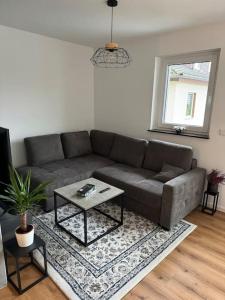 a living room with a couch and a table at Charmante 3ZimmerWhg in top Lage in Gießen