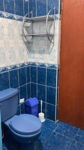 Urbanizacion Buenos AiresにあるLa casa de Rosyの青いタイルのバスルーム(青いトイレ付)