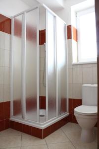 Koupelna v ubytování Penzion Semerád v Hevlíně