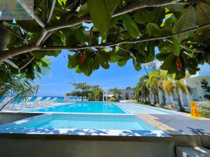 a swimming pool with a tree in the foreground at Seascape Beach Resort Oslob in Oslob +26 photos