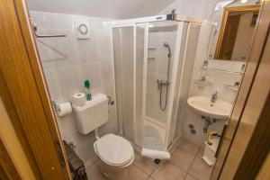 łazienka z toaletą, prysznicem i umywalką w obiekcie Apartments Punta & Vista in Krk w Krku