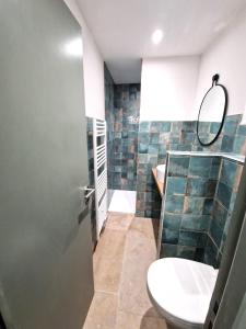 un baño con inodoro y ducha en La Verrerie, en Arles