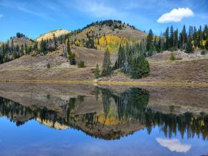 a reflection of a mountain in a lake at Homesteader in Clark +9 photos