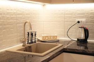 a kitchen counter with a sink and a mixer at Apartman Samsara in Sarajevo +25 photos