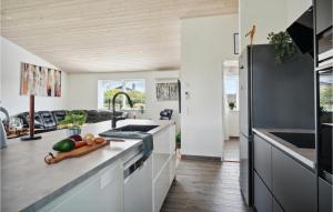 una cocina con fregadero y encimera en Cozy Home In Samsø With Kitchen, en Onsbjerg