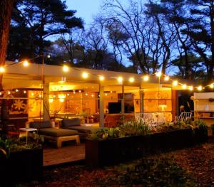 un patio iluminado por la noche con luces en Magical Woods, en Bergen 9 fotos más