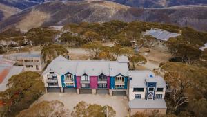 an aerial view of a house with colorful at Rangers 2 'Morgan' in Mount Hotham