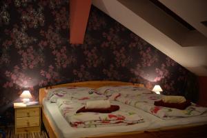 Łóżko lub łóżka w pokoju w obiekcie Sopron Eszter Apartman