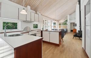 Una cocina o cocineta en Rubinsøen Skovhuse