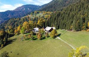 an aerial view of a house on a hill with trees at 2 Bedroom Stunning Apartment In Mozirje in Mozirje