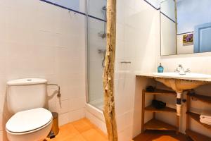 a bathroom with a toilet and a sink at MAS DE BERNIS - Senyoreta in L'Aldea +10 photos
