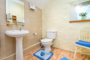 ein Badezimmer mit Toilette und Waschbecken in der Unterkunft Honey Hook Cottage in Haverfordwest + 29 Fotos