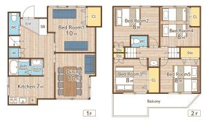 a floor plan of a house at Kosumosu in Tokyo