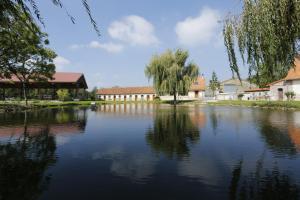 a view of a river with buildings in the background at Domaine de Collen in Lépine