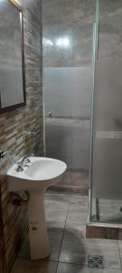 un bagno con lavandino e doccia di Casa Quequén a Quequén