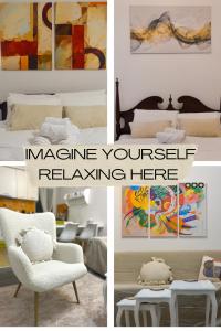 a collage of pictures of a bedroom and a living room at Main Street Retreat Apartment with Free Parking in Sarajevo