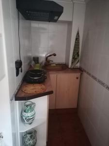 a kitchen with a sink and a counter top at El Castillejo de Camarena de la Sierra in Camarena de la Sierra +25 photos