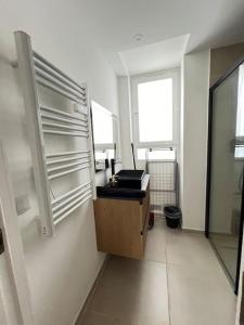 a bathroom with a sink and a window at KB 21 - Metro 7 - AC - Free Parking - 4 pers in Le Kremlin-Bicêtre