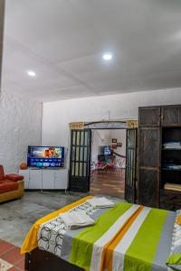 TV a/nebo společenská místnost v ubytování Casa Rivera Del Castillo