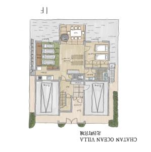 a floor plan of a villa in korea at CHATAN OCEAN Villa in Chatan
