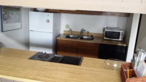 kuchnia z kuchenką, zlewem i lodówką w obiekcie Fraser Condo for Xmas-New Years, 1B and loft, 1 Bath, Sleeps up to 4 w mieście Fraser