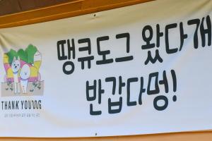 a sign for a think yong supermarket at Thank you dog pet pension in Gapyeong +19 photos