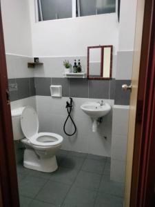 a bathroom with a toilet and a sink at Homestay Budget Kuala Terengganu Tulipsia House in Kuala Terengganu