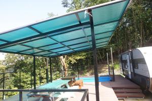 Balkón nebo terasa v ubytování Gapyeong Forest Caravan Land