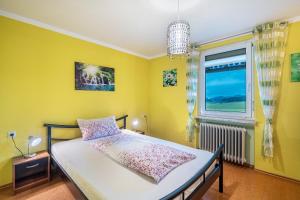 a bedroom with a bed and a window at Haus Loks in Sankt Märgen