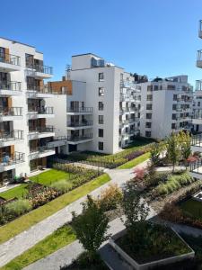 an aerial view of apartment buildings at TM APARTMENTS Ludwiki in Warsaw