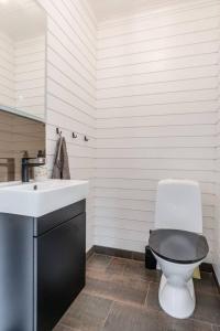 a bathroom with a sink and a toilet at Sauna | Wi-Fi | Pets allowed | Dryer in Lofsdalen +12 photos