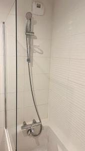 a shower in a bathroom with a sink at Appartement Luxueux de haut standing au cœur de Lyon avec une terrasse in Lyon