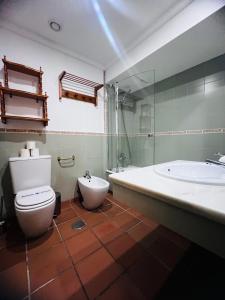 a bathroom with a tub and a toilet and a sink at Dornajo Dream By BlueTTravel in Sierra Nevada