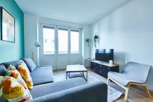 Χώρος καθιστικού στο BE-2D Joli 3 pièces tout équipé pour 1-4 pers 2ème étage au centre de Mulhouse