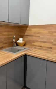 Kuchyň nebo kuchyňský kout v ubytování Apartmány U Kostela