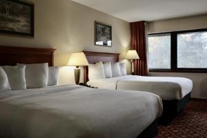 une chambre d'hôtel avec deux lits et une fenêtre dans l'établissement Carlton Lodge Hotel and Suites, à Adrian 21 autres photos