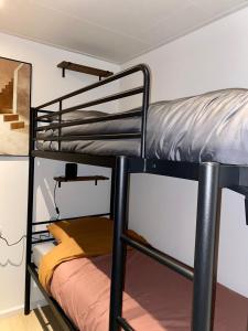 Giường trong phòng chung tại Natuurlijk huisje Sallandse Heuvelrug