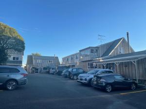 国家公园Howard's Mountain Lodge的停在停车场的一排汽车