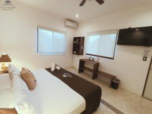 TV a/nebo společenská místnost v ubytování Villas Palmar Holbox