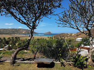 a view of the beach from the garden at Are Guling Beach Bungalows in Kuta Lombok