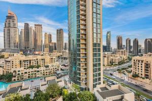 Nespecifikovaný výhled na destinaci Dubaj nebo výhled na město při pohledu z apartmánu