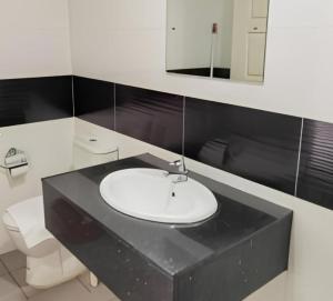 a bathroom with a sink and a toilet at Mansion One Luxurious Seaview Vacation Homes in George Town +14 photos